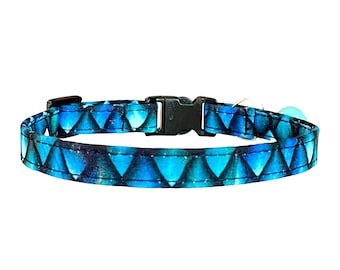 Dragon Scale Cat Collar with Break Away Buckle, Teal Blue Black Purple, Fantasy Costume Gift, Handmade in Ann Arbor, MI