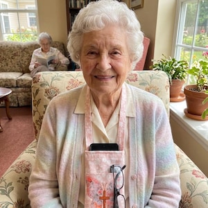 Quilted Butterfly Phone Holder Crossbody Bag, Senior Assisted Living Carrier