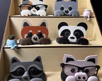 Suporte para óculos Peekaboo Animal | Organizador de mesa | Presente para amantes de animais | Suporte para óculos impresso em 3D
