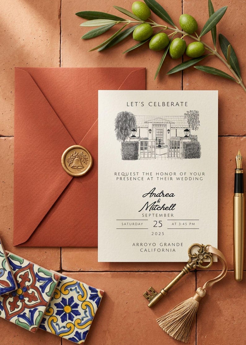 Hand Sketched Wedding Invitation