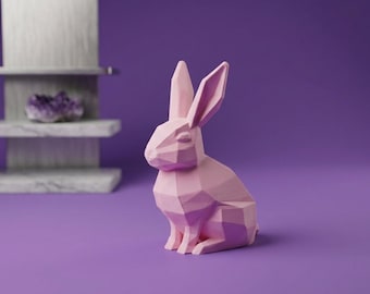 Low Poly Häschen-Dekor, geometrische Kaninchen-Figur, moderne minimalistische Schreibtisch-Regalkunst