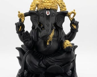 Göttliche Schwarz & Gold Ganesha Idol