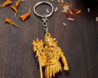 Herr Shiva Schlüsselbund | 3D Gedruckter Metallic Gold Hindu Spiritueller Schlüsselring