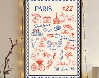 Illustration de timbre de Paris en téléchargement numérique Montmartre Paris affiche de voyage affiche de chemise imprimable esthétique français haute résolution. SVG et. PNG