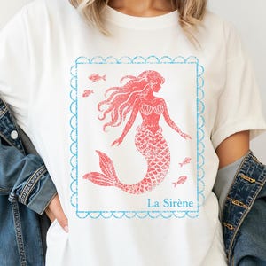 Beach Shirt Summer Shirt Mermaid Shirt La Sirene Comfort Colors Coastal Graphic Tee Beach Vacation Shirt Preppy Summer Nautical Ocean Lover Aesthetic Tee
