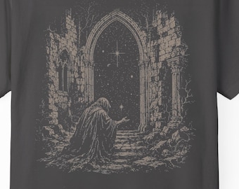 Vintage Distressed Wizard Temple Washed Out Shirt Retro Gothic Graphic Tee Vintage Y2K Fantasy Wizard Washed Grunge Comfort Colors Style Tee