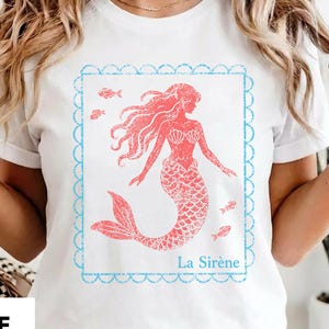 Beach Shirt Summer Shirt Mermaid Shirt La Sirene Comfort Colors Coastal Graphic Tee Beach Vacation Shirt Preppy Summer Nautical Ocean Lover Aesthetic Tee