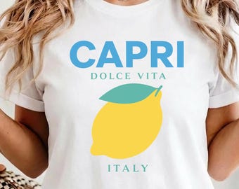 Summer Beach Vacation Shitt Capri Limoncello Shirt Italian Lemon Cocktail Travel Aesthetic Comfort Colors Summer Italy Summer Shirt