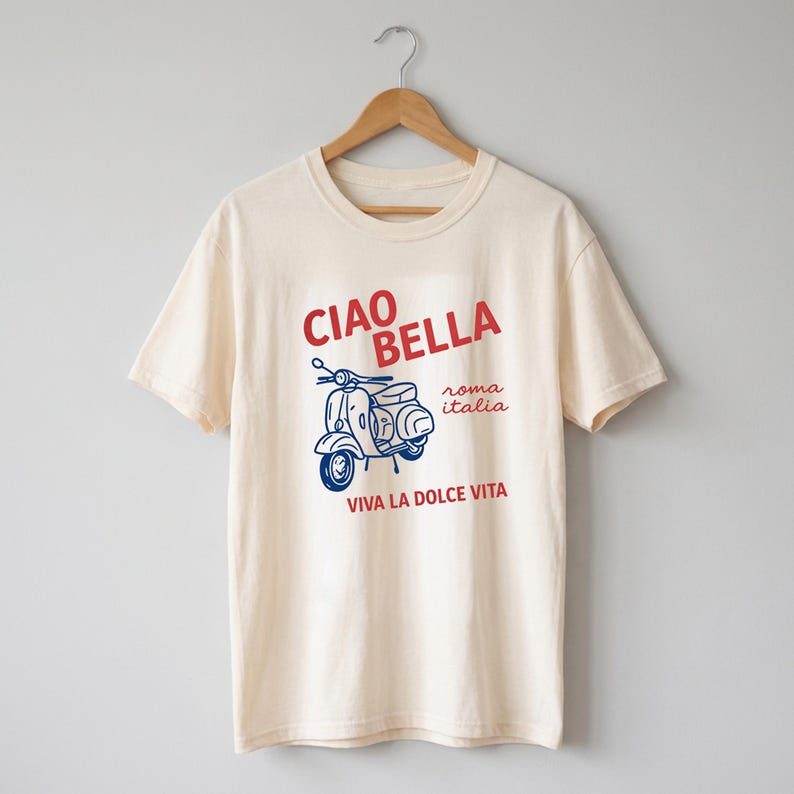 Italian Graphic Tee Italia Scooter Art T Shirt