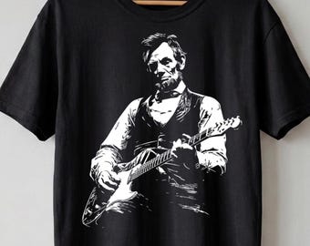 President Abraham Lincoln Playing Guitar Digital Download Funny History Music Graphic Vintage Political Humor PNG File for Poster or Shirt
