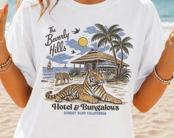 Beverly Hills California Woman Graphic Tee California Coastal Surf Shirt Trendy Beach Shirts Surf Summer Tee Graphic The Beverly Hills Tee