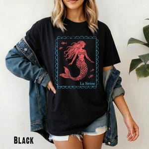 Mermaid Shirt La Sirene Comfort Colors Coastal Graphic Tee Beach Vacation Shirt Preppy Summer Nautical Ocean Lover Aesthetic Tee