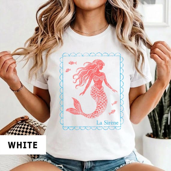 Comfort Colors Mermaid Shirt Coastal Graphic Tee for Women Beach Vacation Shirt Preppy Summer Tee Nautical Mermaid T Shirt