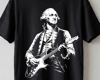 President George Washington Playing Guitar Digital Download Funny History Music Graphic Vintage Political Humor PNG File for posger or Shirt