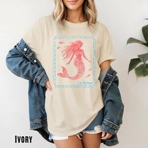 Mermaid Shirt La Sirene Comfort Colors Coastal Graphic Tee Beach Vacation Shirt Preppy Summer Nautical Ocean Lover Aesthetic Tee