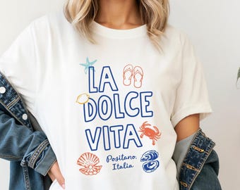 Trendy Beach Tee for Women Summer Vacation Shirts Womens Beach Shirt La Dolce Vita Shirt Italian Summer Graphic Tee Beach Aesthetic Trend