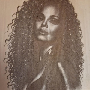 Iconic Pop Diva Wood Wall Art – Laser Engraved Portrait Panel 16x12 – Music Legend Inspired Engraving – Statement Wood Artwork