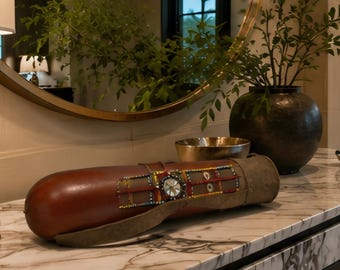 Vintage Handmade Maasai Milk Blood Gourd Leather Beaded Calabash Kenya African Tribal Decor