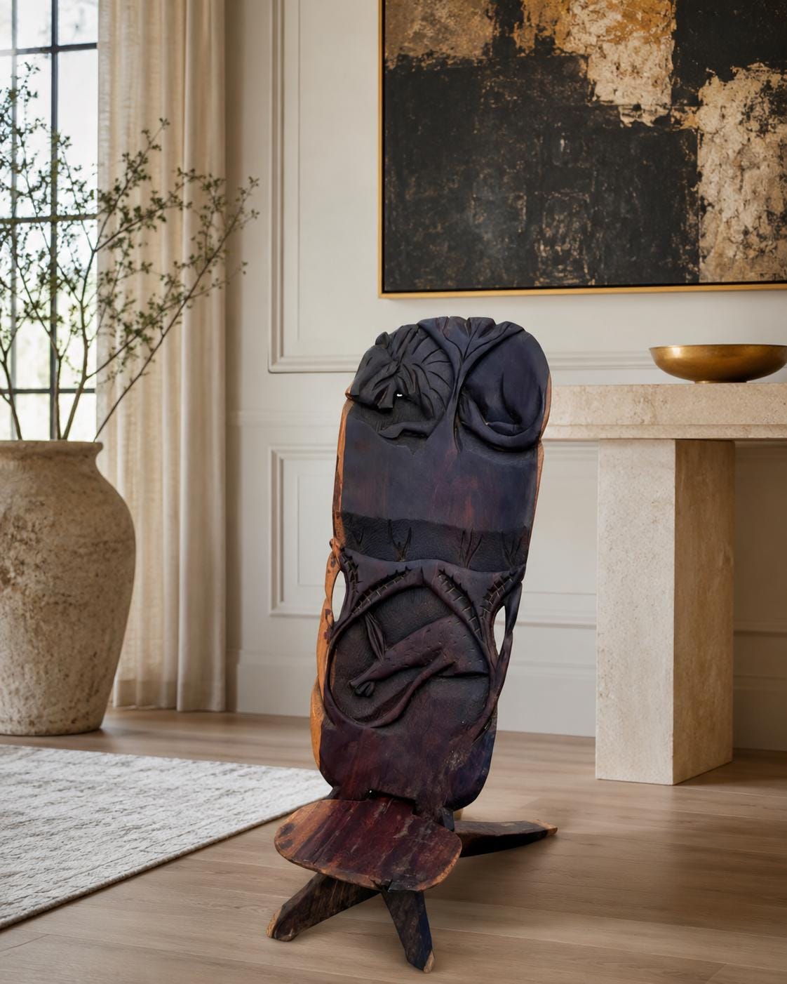 African Wood Chair - Etsy