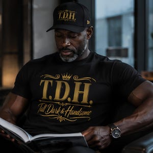 T.D.H. Tall Dark Handsome Black Shirt and Gold Cap Set