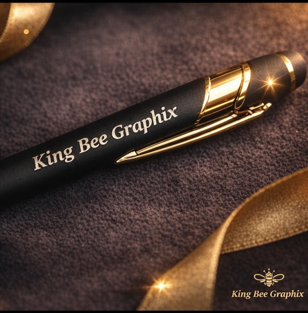 Custom Engraved Pens | Matte Black Gold Accent Business Branding ...