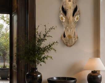 Hand Carved African Antelope Wall Mask Large Wooden Animal Head Sculpture Safari Wall Decor Tribal Style Home Accent One of a Kind