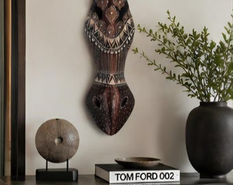 Hand Carved African Antelope Wall Mask Wooden Tribal Wall Art Nineteen Inch Decorative African Home Decor