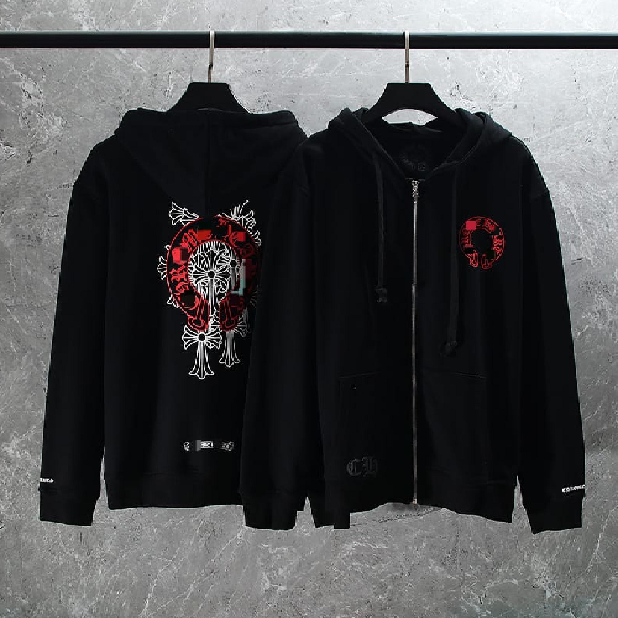 Sweat à Capuche Chrome Hearts Rouge - Taille L, Occasion Parfait état, Coton