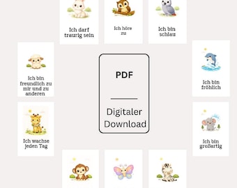 Affirmationskarten für Kinder - Downlaod | Mutmachkarten für Mädchen und Jungen | Achtsamkeitskarten | Geburtstagsgeschenk | Digitale Datei
