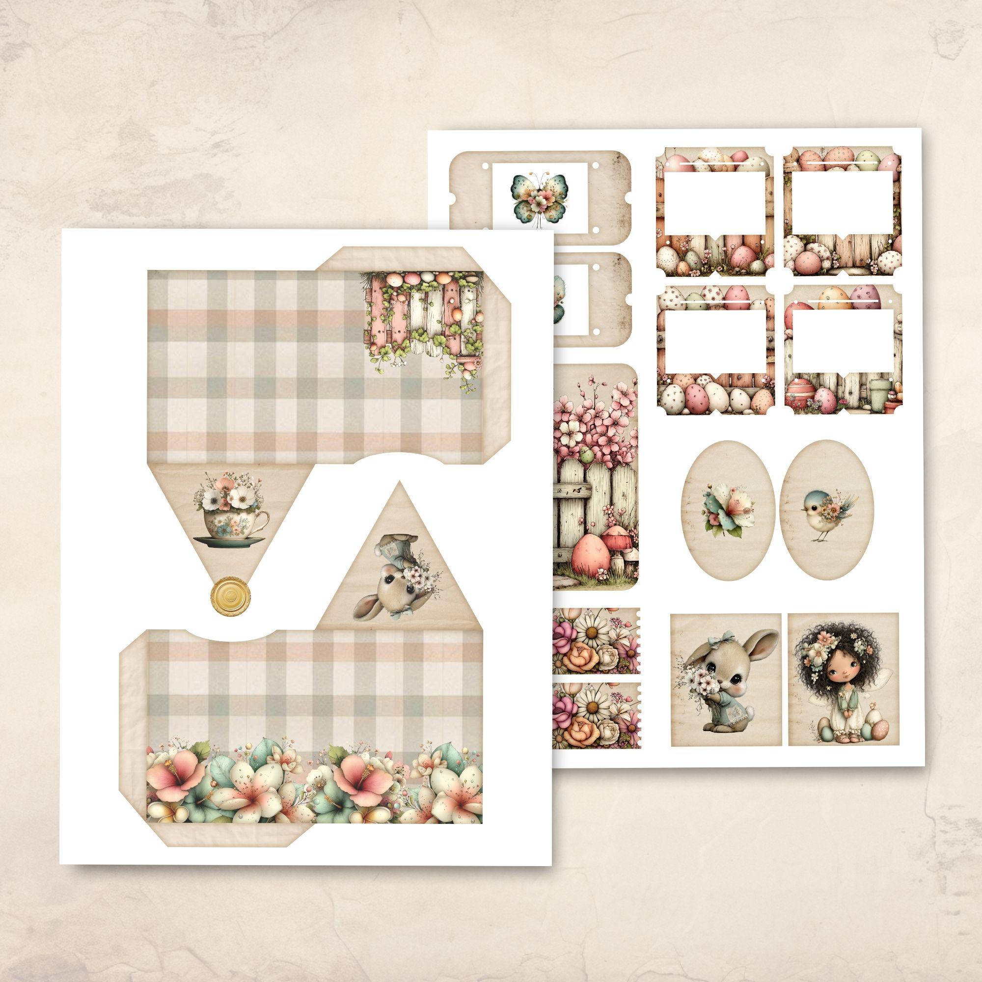 Pastel Easter Junk Journal Kit Printable Pockets, Tags, Envelopes ...