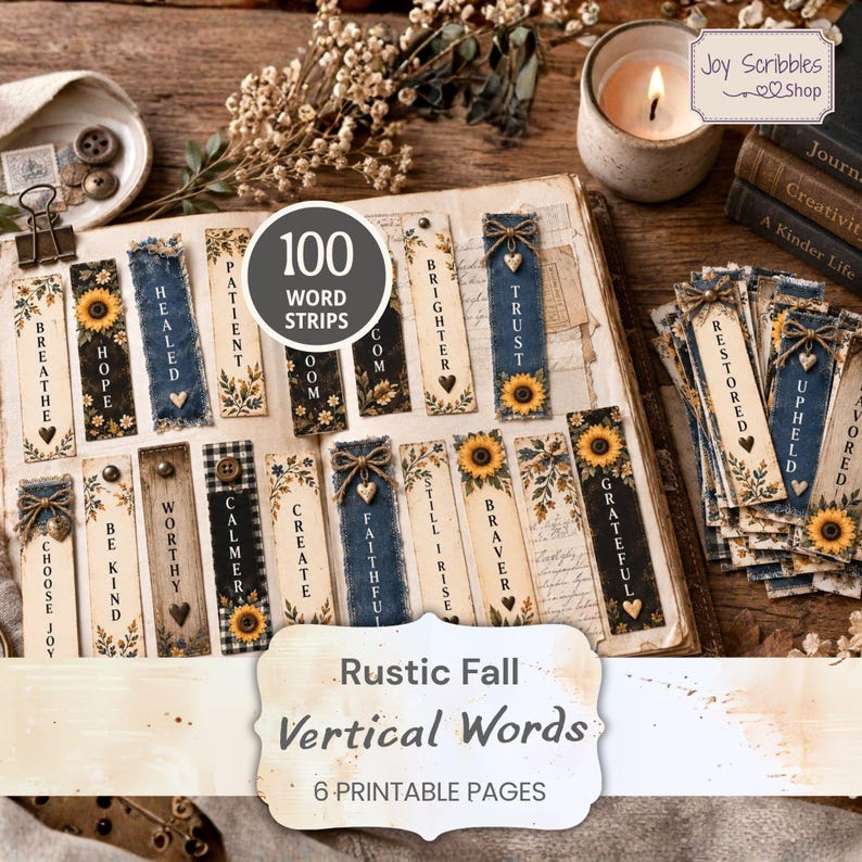 Rustic Fall Junk Journal Kit, Autumn Printable Words, Fall Vintage ...