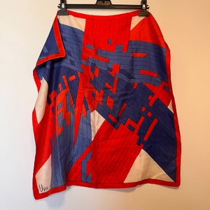 Vintage Vera Neumann blue and red scarf