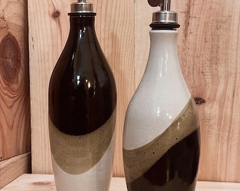 Bottiglia di olio d'oliva e aceto in ceramica fatta a mano (set venduto separatamente)