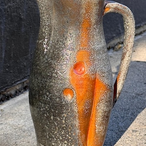 Soda Fired Ceramic Pitcher | Handmade Stoneware Vessel | One of a Kind Pottery