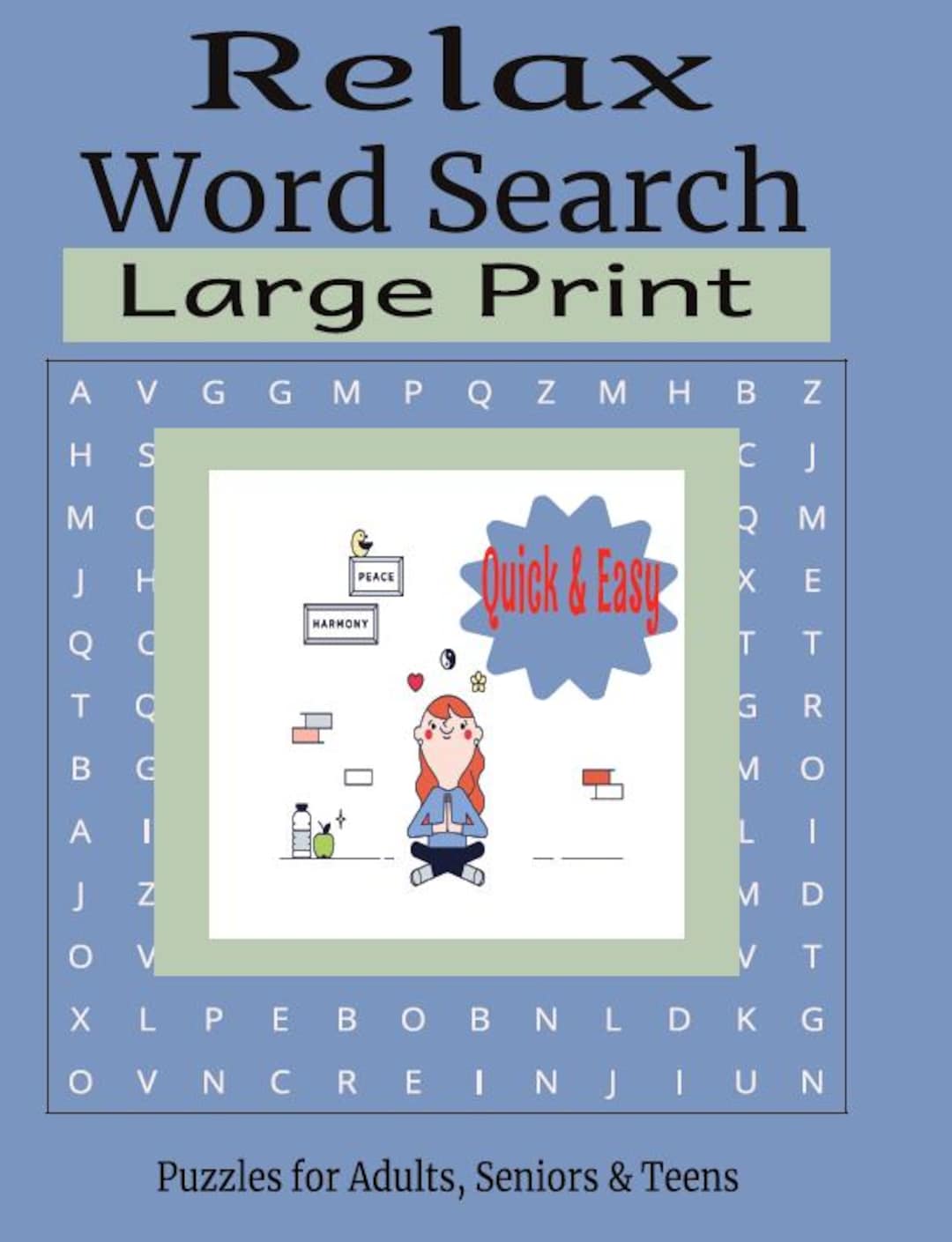 Relax Word Search Book | Large Print Puzzles for Seniors (PDF Pattern ...