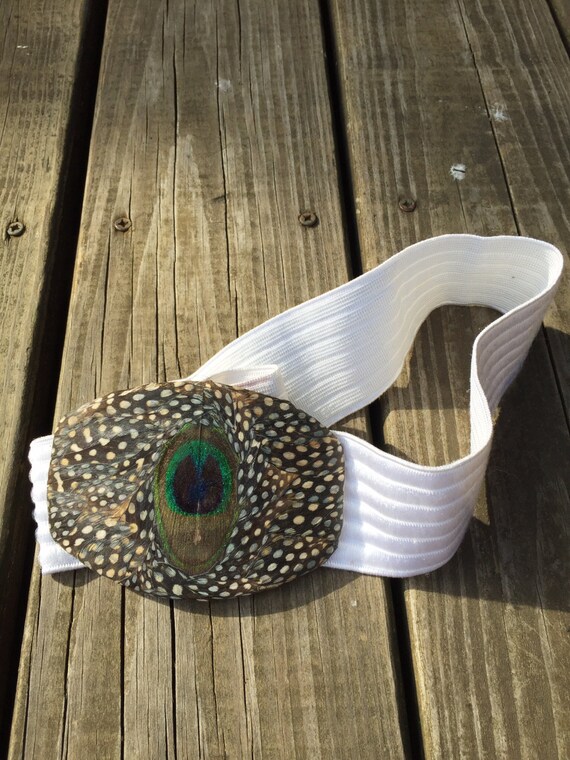 Vintage Peacock Feather buckle Belt
