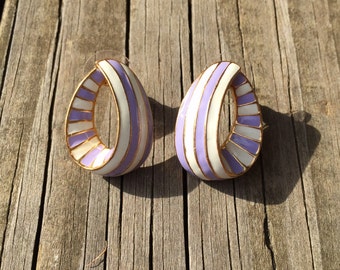 Vintage Gold, purple & Beige Earrings