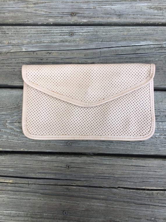 Vintage Beige Perforated Clutch