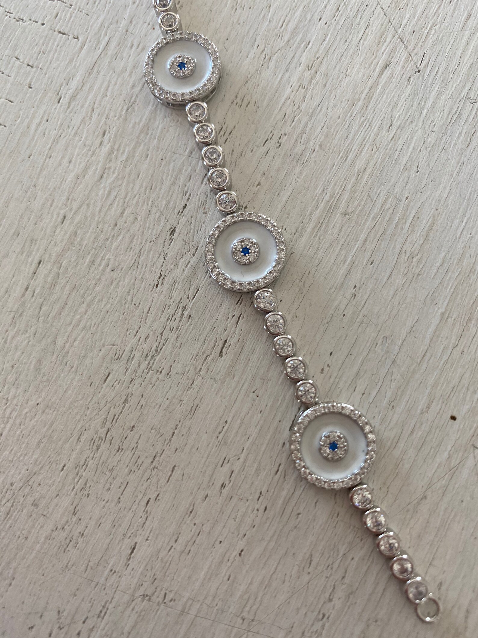 18K Gold Filled Evil Eye Tennis Bracelet with Blue
