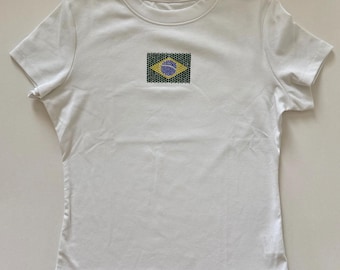 Brazil Flag Rhinestone Shirt | Sparkly Soccer Game Day Tee