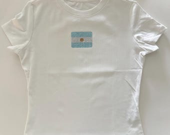 Argentina Flag Rhinestone Shirt | Sparkly Soccer Game Day Tee