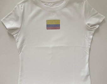 Colombia Flag Rhinestone Shirt | Sparkly Soccer Game Day Tee