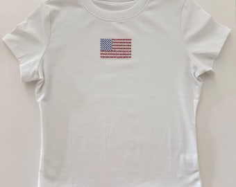 Rhinestone USA Flag Shirt | Sparkly American Patriotic Tee