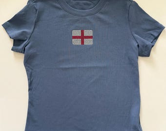England Flag Rhinestone Shirt | Sparkly Soccer Game Day Tee