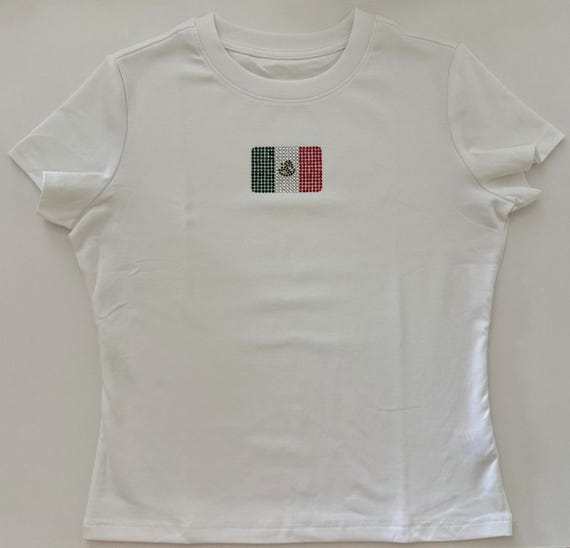 Mexico Flag Rhinestone Shirt | Sparkly Soccer Game Day Tee