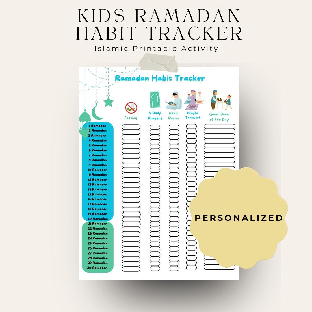 Ramadan Habit Tracker for Kids | Islamic Printable Activity | Muslim ...