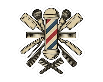 Sticker vintage kappersgereedschap | Retro vinylsticker: