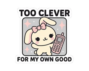 Sticker Kawaii konijn | Pastelkleurige vinylsticker, te slim ontwerp