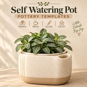 Self Watering Pot Pottery Template PDF | Ceramic Planter Template | Slab Building Pattern | DIY Clay Planter |