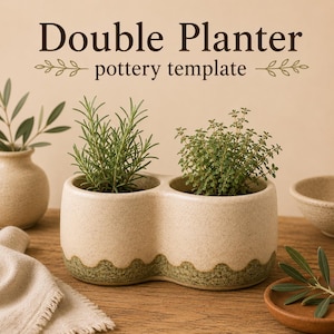 Double Planter Pottery Template PDF | Ceramic Double Planter Pattern | Slab Pottery Planter Template | Clay Handbuilding | Instant Download